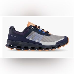 On Cloudvista Women's Trail-Running Shoes in Navy/Tangerine SZ 7.5